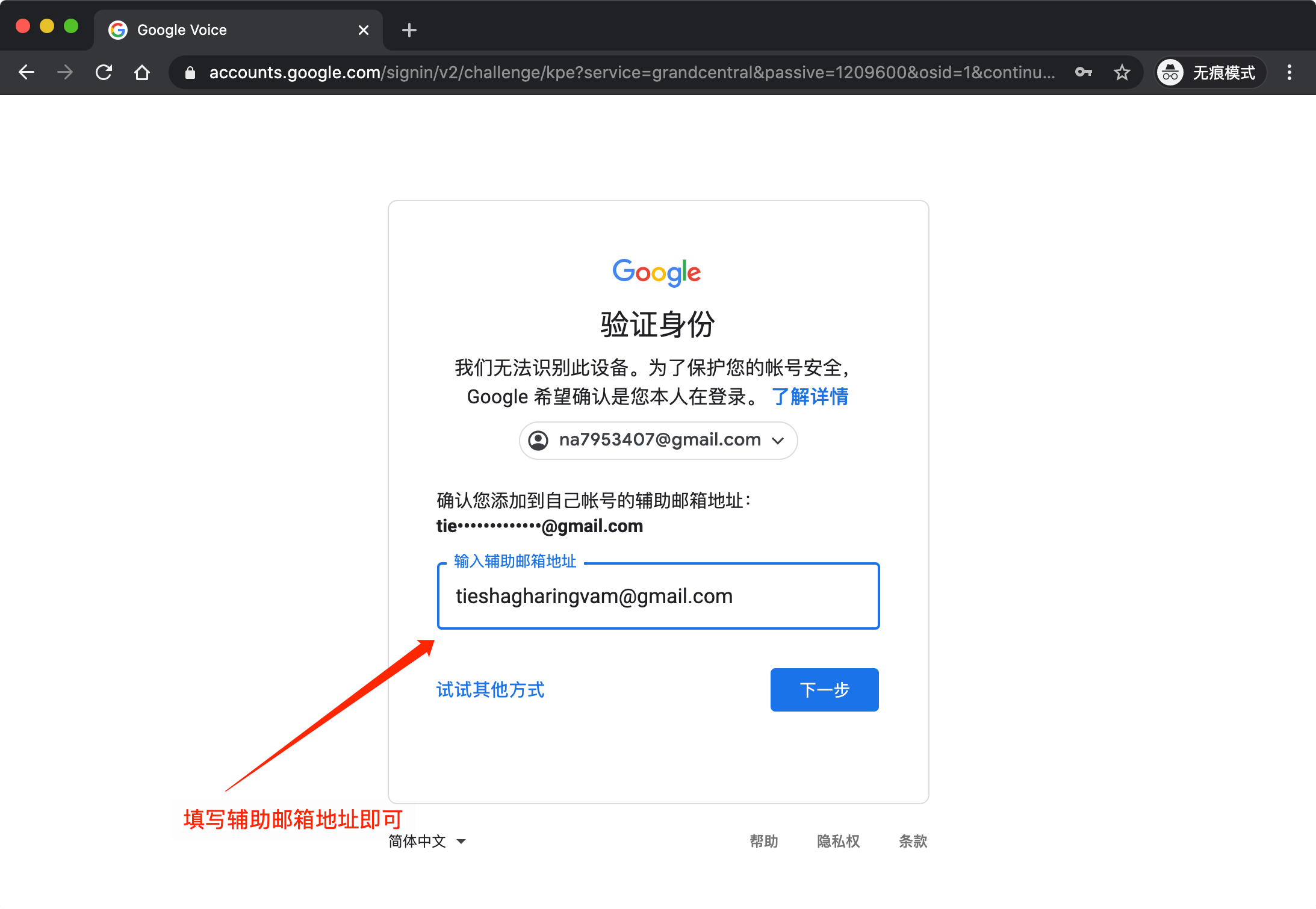 Google Voice账号登陆